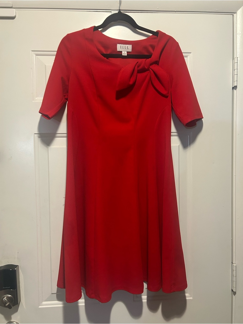 Elle Red Bow-Detail Fit-and-Flare Dress